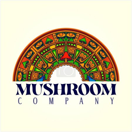 Trippy magic mushroom mandala geometry artistry vector illustrations for your work logo, merchandise t-shirt, stickers and label designs, poster, greeting cards advertising business company or brands