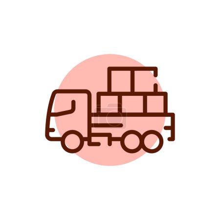 Illustration for Cargo truck with goods olor line icon. Pictogram for web page. - Royalty Free Image