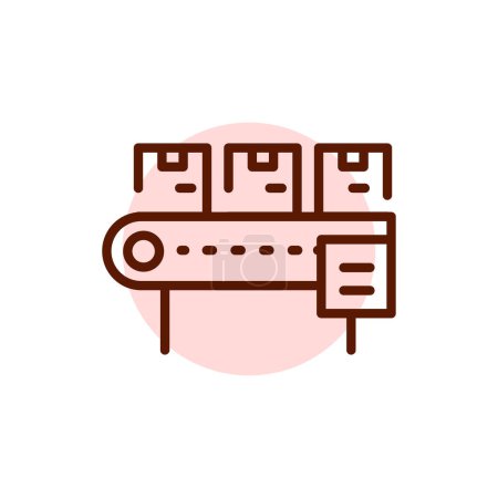 Illustration for Conveyor with boxes olor line icon. Pictogram for web page. - Royalty Free Image
