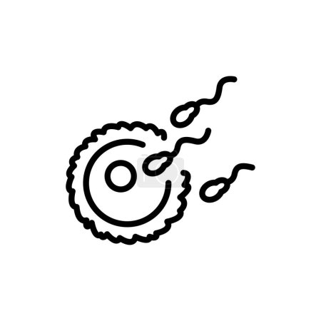 Ilustración de Icono de línea negra de fertilización ovárica. Fertilización. - Imagen libre de derechos
