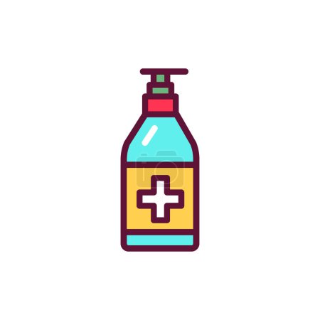 Illustration for Antiseptic product color line icon. Isolated vector element. Outline pictogram for web page, mobile app, promo - Royalty Free Image