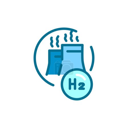 Icono de línea de color marrón H2. Energía de hidrógeno. Elemento vectorial aislado. Esquema pictograma para la página web, aplicación móvil, promo