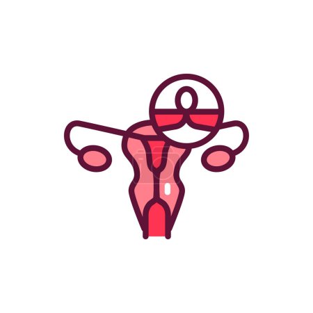Illustration for Female sterilization color line icon. Outline pictogram for web page. - Royalty Free Image