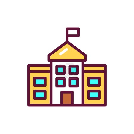 Ilustración de Building school color line icon. Isolated vector element. Outline pictogram for web page, mobile app, promo - Imagen libre de derechos