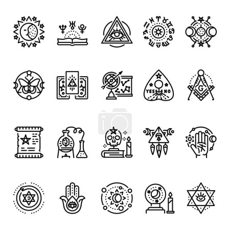 Ilustración de Conjunto de iconos de línea de misticismo. Elemento vectorial aislado. - Imagen libre de derechos