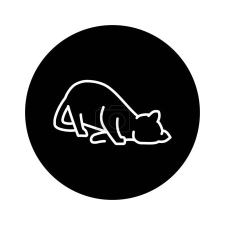 Téléchargez les illustrations : Heureux chat caresse icône de ligne de couleur. Pictogramme pour page web - en licence libre de droit