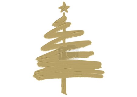 Photo for Hand drawn oil brush stroke Christmas tree with star isolated  on png or transparent  background. Graphic resources for New Year, Birthdays and luxury card. - Royalty Free Image