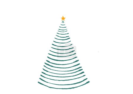 Photo for Hand drawn oil brush stroke Christmas tree with star isolated  on png or transparent  background. Graphic resources for New Year, Birthdays and luxury card. - Royalty Free Image