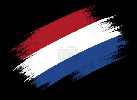 Illustration for Netherlands  flag with brush paint textured  on  white background - Royalty Free Image