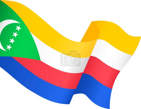 Téléchargez les illustrations : Comoros flag wave isolated on png or transparent background - en licence libre de droit
