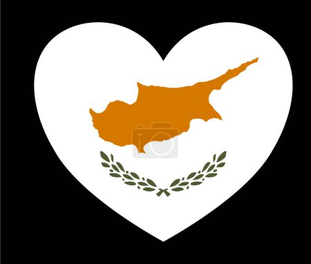 Ilustración de Bandera de Chipre en forma de corazón aislada sobre fondo transparente - Imagen libre de derechos