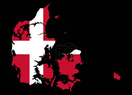 Illustration for Denmark  flag on map on transparent  background - Royalty Free Image