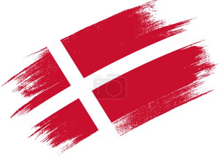 Ilustración de Bandera de Dinamarca con pintura al pincel texturizada aislada en png - Imagen libre de derechos