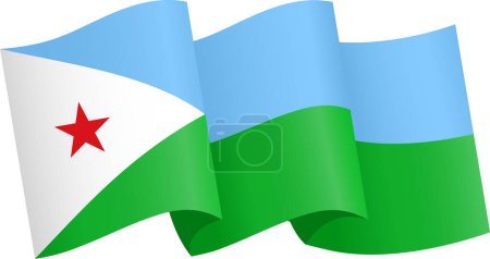 Téléchargez les illustrations : Djibouti drapeau vague isolé sur fond png ou transparent - en licence libre de droit