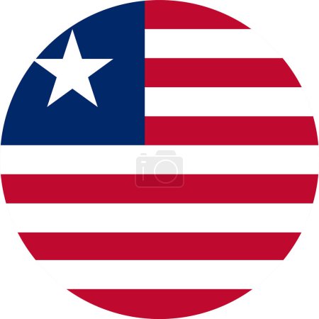Liberia flag button on white background