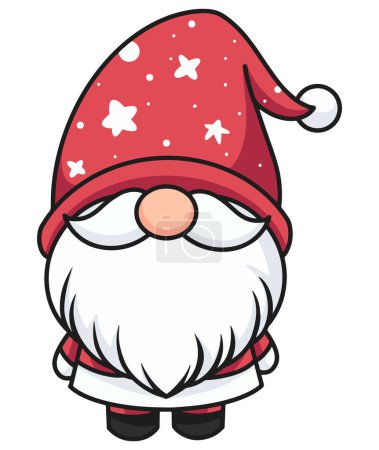 Illustration for Cute Gnome Santa Claus in Christmas costume isolate on white  background vector illustration - Royalty Free Image