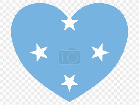 Micronesia flag in heart shape isolated  on  transparent  background. vector illustration