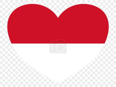 Monaco flag in heart shape isolated  on  transparent  background. vector illustration
