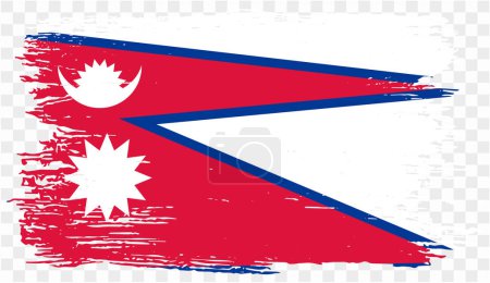 Nepal Flagge mit Pinselfarbe strukturiert isoliert auf PNG oder transparentem Hintergrund. Vektorillustration