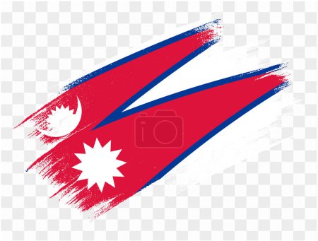 Nepal Flagge mit Pinselfarbe strukturiert isoliert auf PNG oder transparentem Hintergrund. Vektorillustration