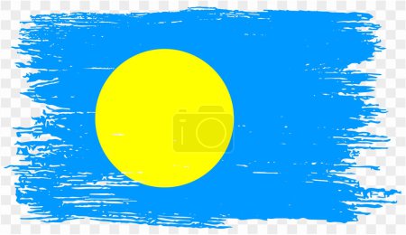 Palau flag with brush paint textured isolated  on png or transparent background. vector illustration