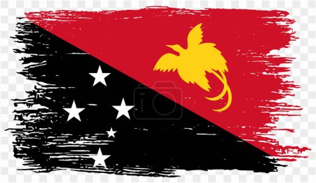 Papua New Guinea flag with brush paint textured isolated  on png or transparent background. vector illustration