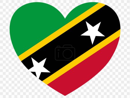 Saint Kitts and Nevis flag in heart shape isolated  on  transparent  background. vector illustration 