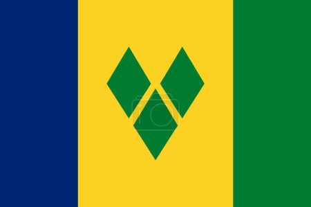 Saint Vincent und die Grenadinen Flagge offiziell isoliert auf weißem Hintergrund. Vektorillustration. 