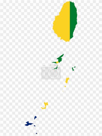 Saint Vincent and the Grenadines map flag on transparent  background. vector illustration.  