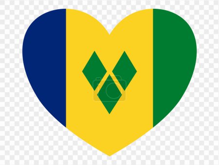 Saint Vincent and the Grenadines flag in heart shape isolated  on  transparent  background. vector illustration 