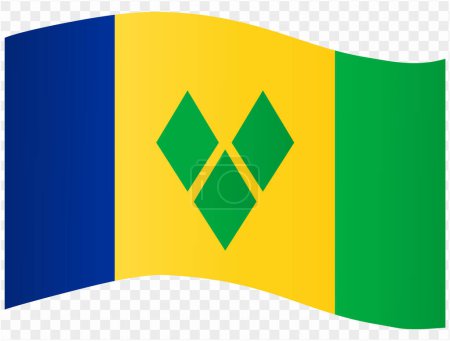 Saint Vincent und die Grenadinen Flagge Welle isoliert auf PNG oder transparenten Hintergrund Vektor Illustration.