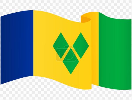 Saint Vincent and the Grenadines flag wave isolated on png or transparent background vector illustration.