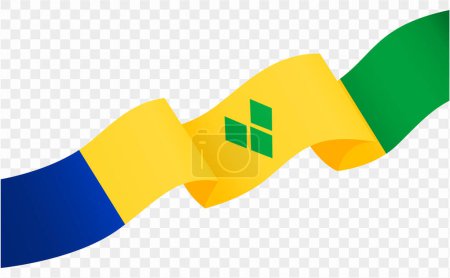 Saint Vincent and the Grenadines flag wave isolated on png or transparent background vector illustration.