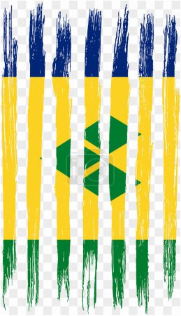 Saint Vincent and the Grenadines flag brush paint textured isolated  on png or transparent background. vector illustration