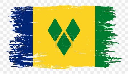 San Vicente y las Granadinas pintura de pincel de bandera texturizada aislada sobre fondo png o transparente. ilustración vectorial