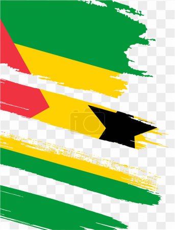 Sao Tome und Principe Flagge Pinsel Farbe strukturiert isoliert auf PNG oder transparentem Hintergrund. Vektorillustration