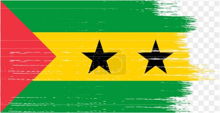Peinture au pinceau drapeau Sao Tomé-et-Principe texturée isolée sur fond png ou transparent. illustration vectorielle