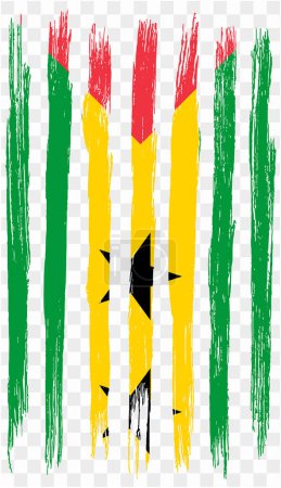 Ilustración de Pintura de pincel de bandera de Santo Tomé y Príncipe con textura aislada sobre fondo png o transparente. ilustración vectorial - Imagen libre de derechos