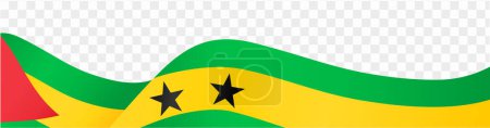 Sao Tome and Principe flag wave isolated on png or transparent background vector illustration.