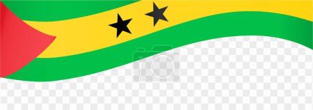 Onda de bandera de Santo Tomé y Príncipe aislada en png o ilustración de vector de fondo transparente.