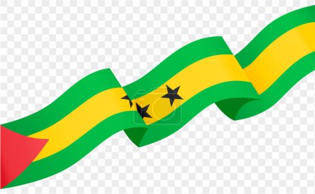 Sao Tome und Principe Flagge Welle isoliert auf PNG oder transparenten Hintergrund Vektor Illustration.