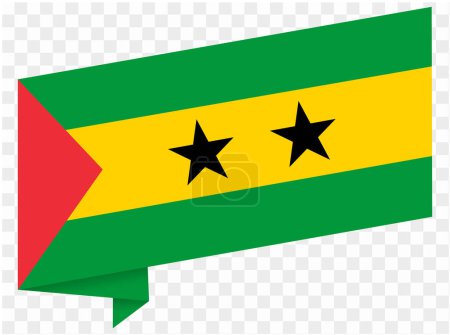 Onda de bandera de Santo Tomé y Príncipe aislada en png o ilustración de vector de fondo transparente.