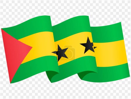 Ilustración de Onda de bandera de Santo Tomé y Príncipe aislada en png o ilustración de vector de fondo transparente. - Imagen libre de derechos