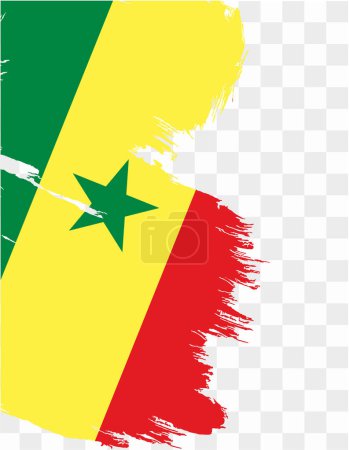 Senegal flag brush paint textured isolated  on png or transparent background. vector illustration