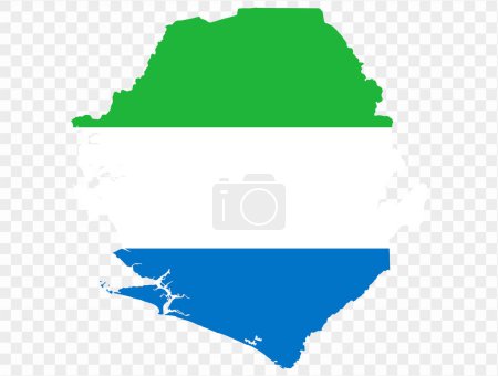 Illustration for Sierra Leone map flag on transparent  background. vector illustration. - Royalty Free Image