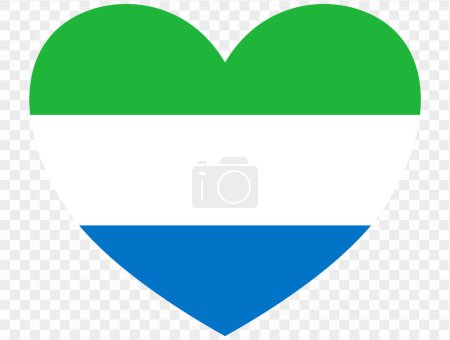 Sierra Leone Flagge in Herzform isoliert auf transparentem Hintergrund. Vektorillustration 