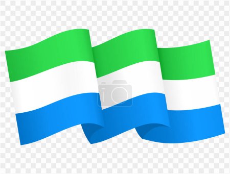 Illustration for Sierra Leone flag wave isolated on png or transparent background vector illustration. - Royalty Free Image