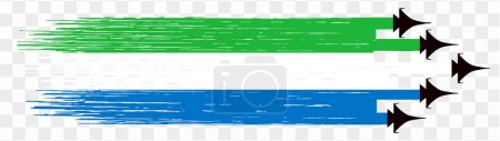 Illustration for Sierra Leone flag with military fighter jets isolated background. vector illustration - Royalty Free Image
