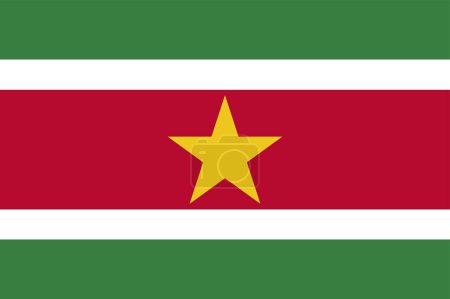 Suriname flag official isolated on png or transparent background vector illustration.