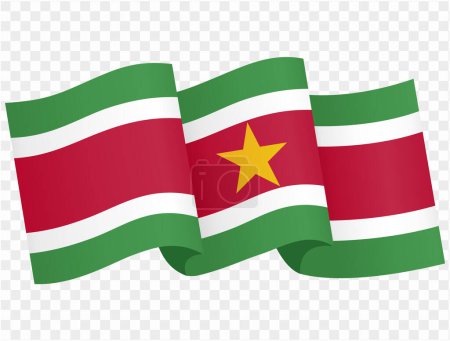 Suriname flag wave isolated on png or transparent background vector illustration.
